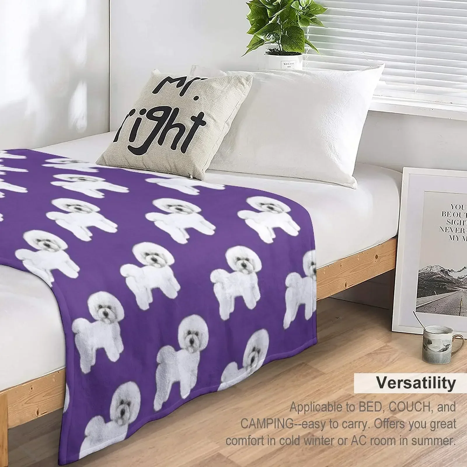 Бишон Фризе собака на ультрафиолетовом пантоне ультрафиолетовое одеяло для