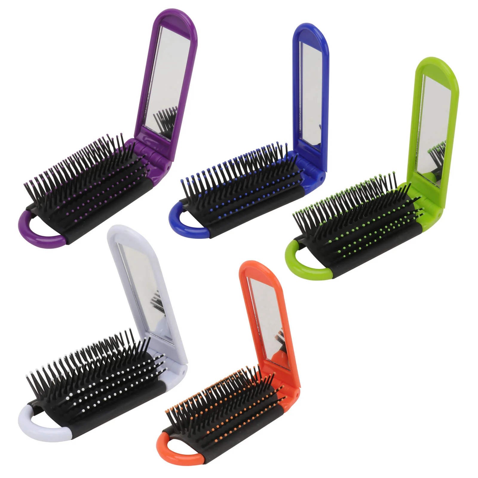 

Hair Mirror Brush Comb Pocket Travel Folding Foldable Set Mini Compact Brushes Portable Purse Hairbrush Tiny Head Scalp Plastic