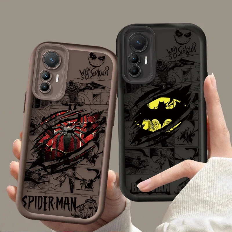 Чехол Marvel Batman Spider Man для Xiaomi 14T 13T 12T 11T 13 12 11 Lite 5G NE POCO X6 X5 F6 F5 F3 X4 GT X3 NFC M5S C65 M6 Pro 4G