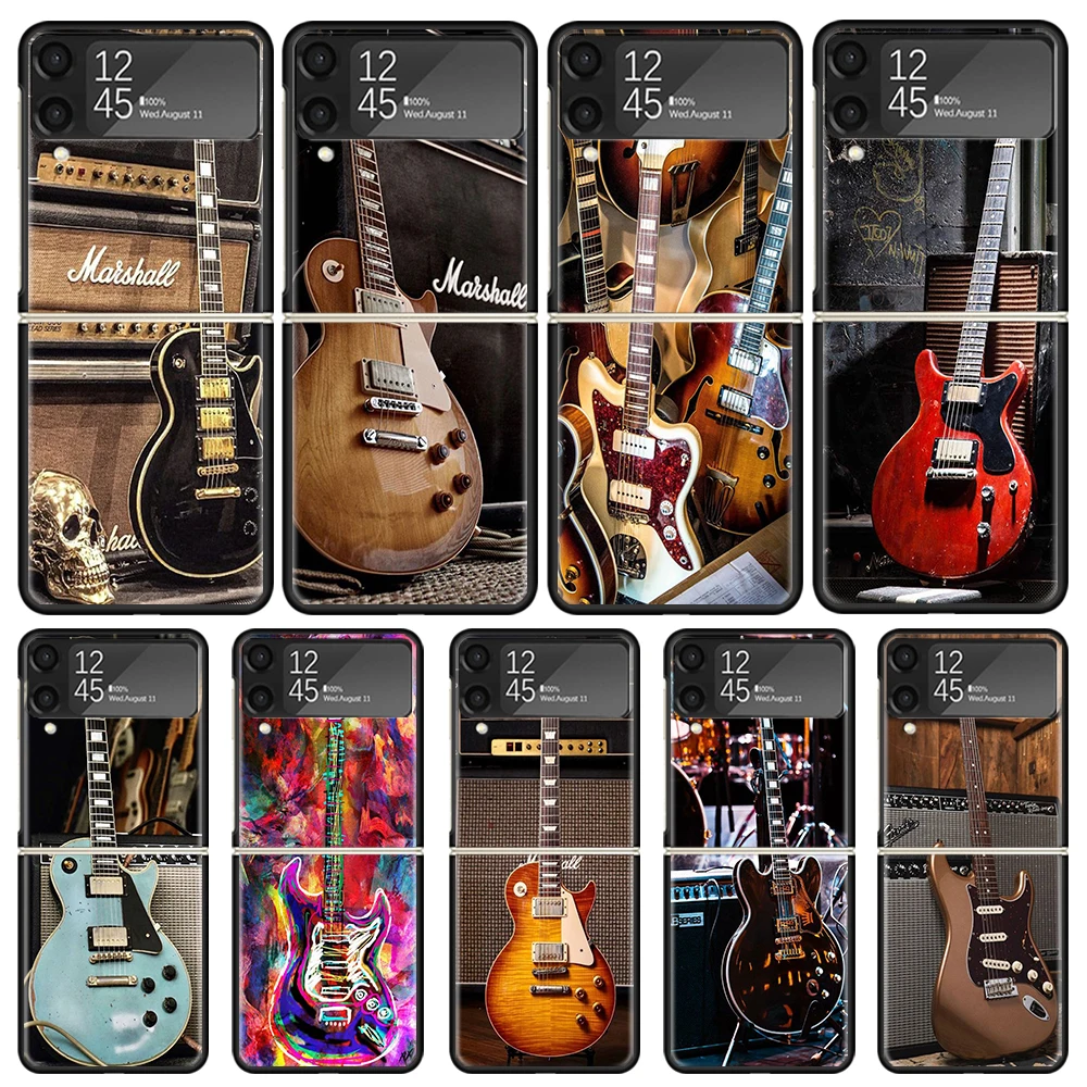 Чехол для телефона с музыкальной скрипкой и гитарой Samsung Galaxy Z Flip3 5G Flip4 Flip5 черный