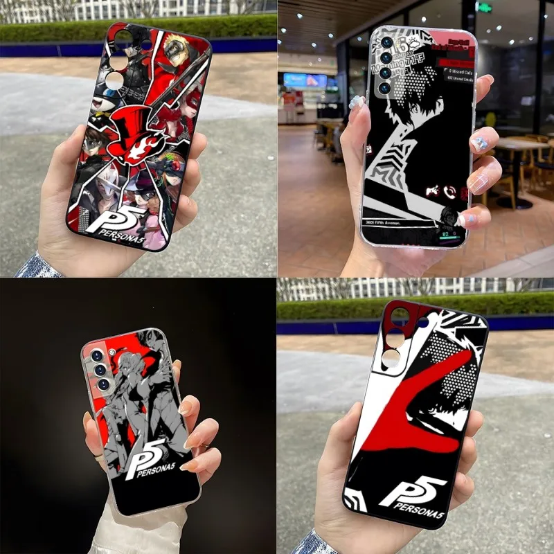 

Чехол для телефона Persona 5 для Samsung S23 Note 20 10 S30 S 22 10E Fe Pro Plus Ultra A12 A42 A71 A91 M32, черный с прозрачным чехлом
