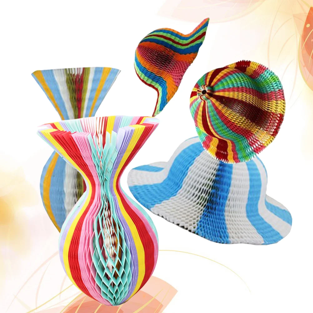 

1pc Paper Hat Rainbow Color Outdoor Foldable Origami Sun Hats for Lady