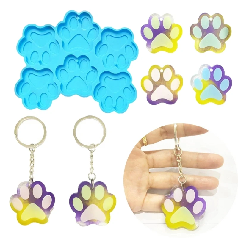 

Keychain Silicone Resin Molds,Cat-Paw Resin Mold DIY Earrings Pendant Molds