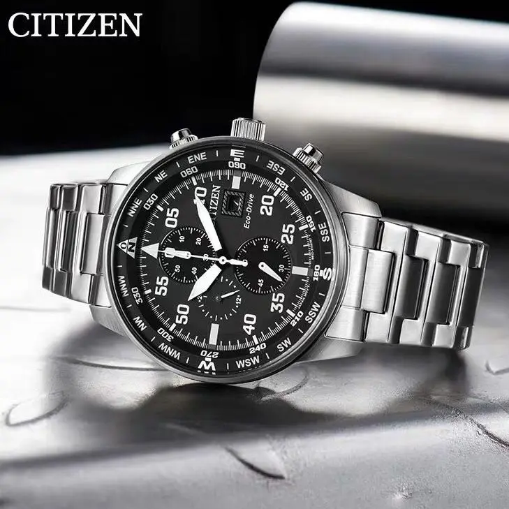 

2023 New Citizen Men Stainless Steel Watch Luxury Calendar Multifunctional Quartz Movement 44mm Large Diameter Dial Waterproof