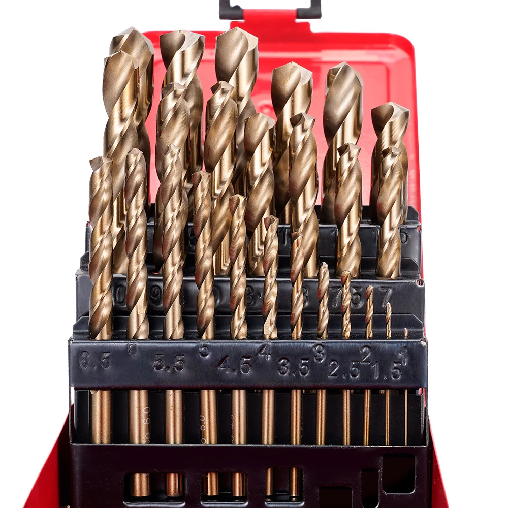 M35 HSS-Co 5% Cobalt High Speed Steel Metric Twist Drill Bit Set With Metal Case For Stainless Steel Wood Metalworking