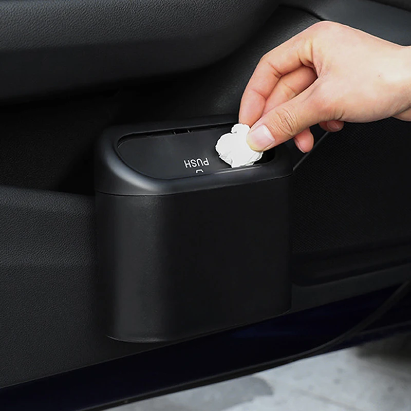 Портативный автомобильный мусорный бак подвесной мини-автомобильный с крышкой