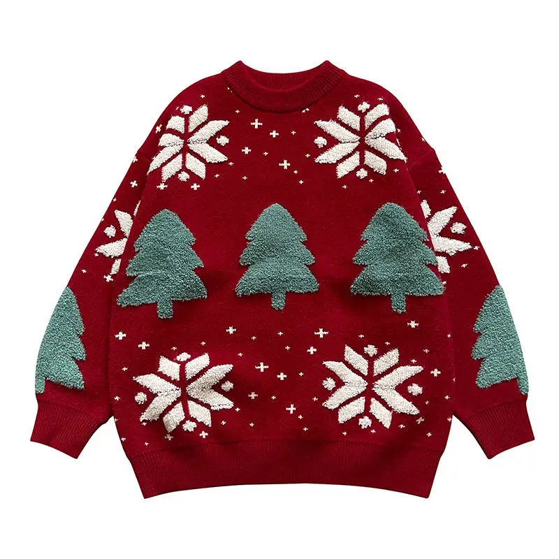 

Рождественский свитер для пар с оленем, новинка осень-зима 2022, свободный и ленивый вязаный жакет с круглым вырезом и длинными рукавами, зимн...