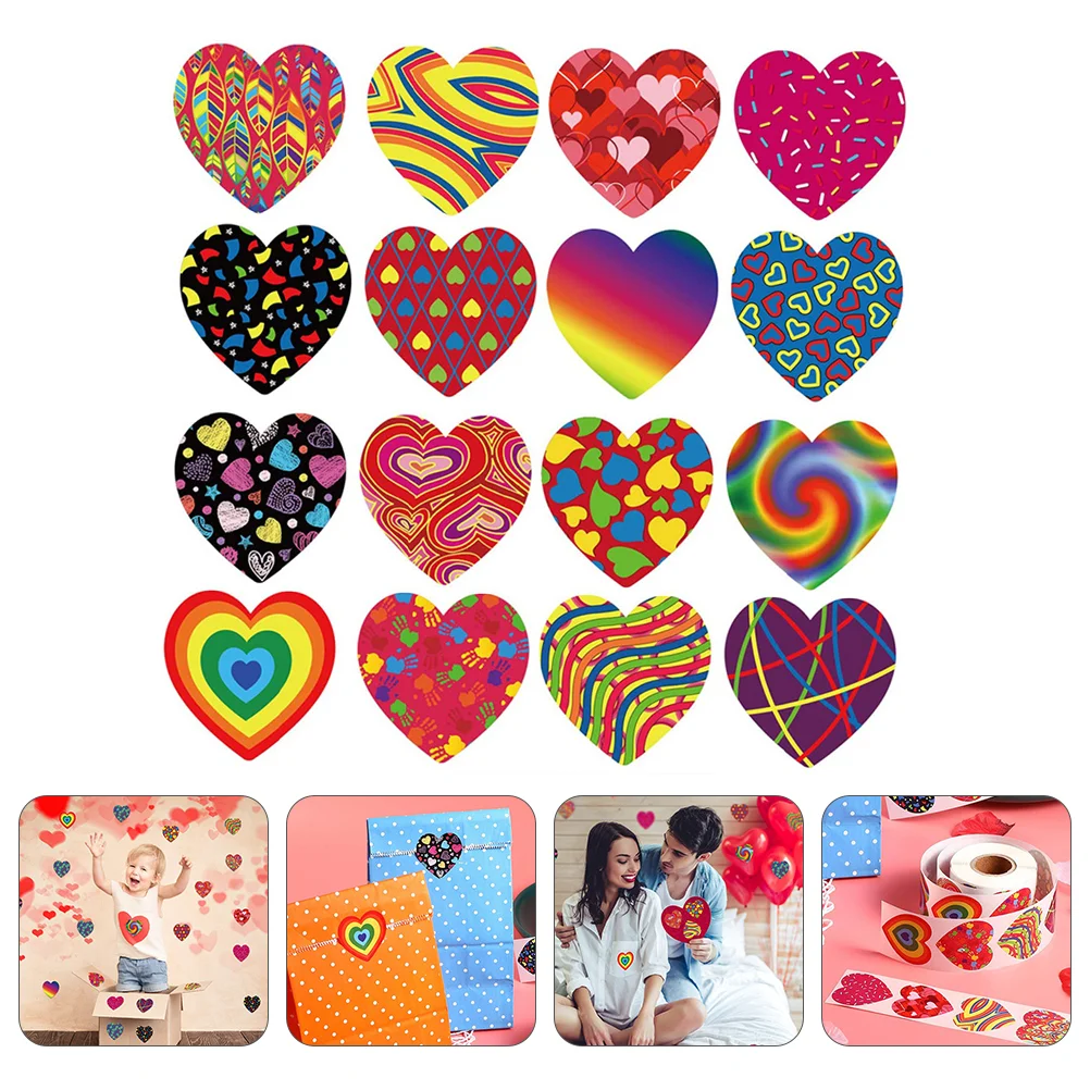 

1 Set 2 Rolls Heart Roll Sticker Tag Stickers Gift Labels Decals (Red Blue)