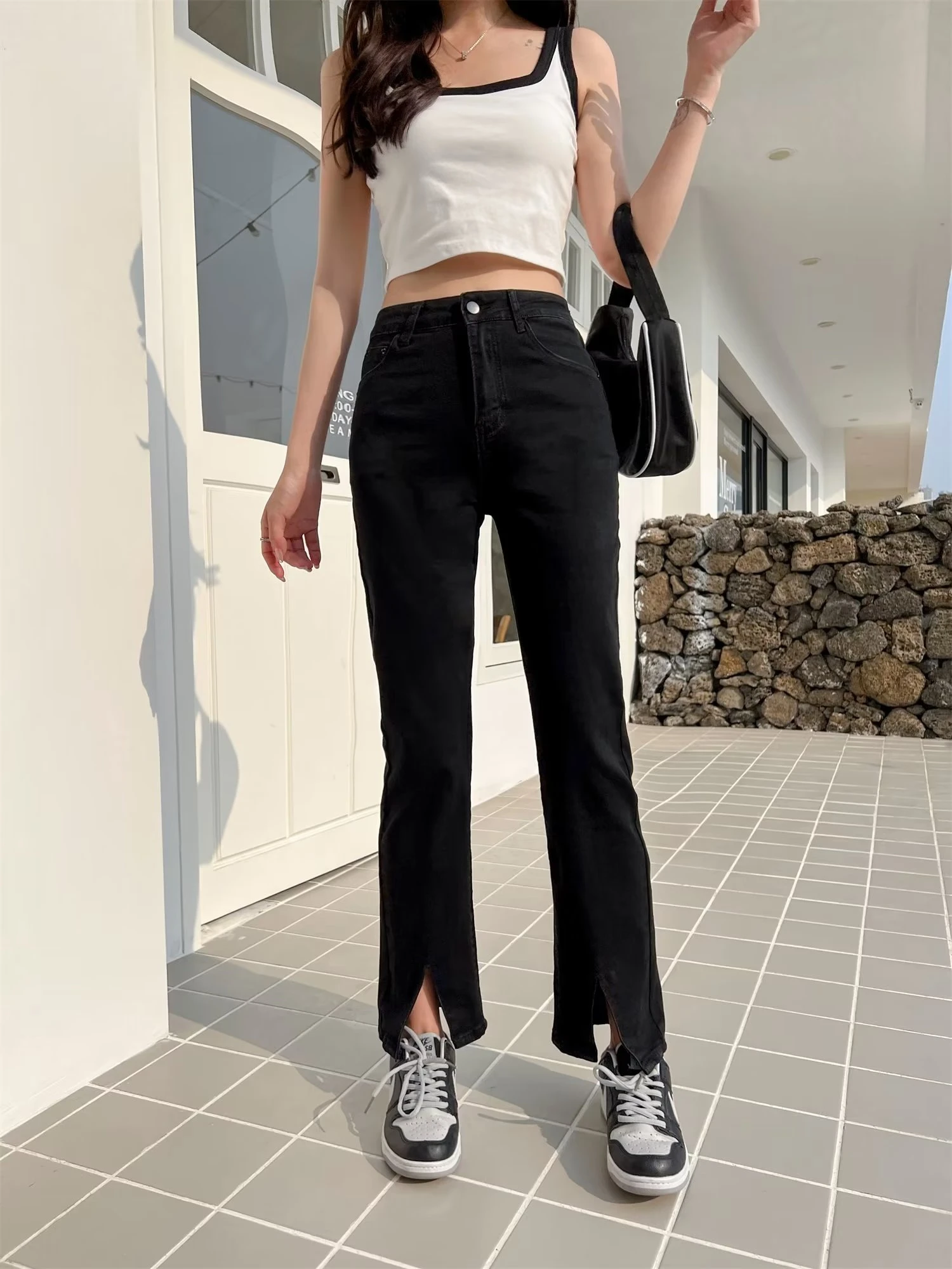 

Y2K Jeans Women Korean Fashion Flare Vintage Denim Trousers Harajuku Black Skinny High Waist Pants Woman Clothes