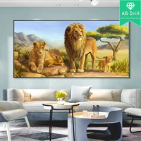 new ab diamond painting lions rhinestone pictures full squareround large size diamont embroidery mosaic cross stitch home decor