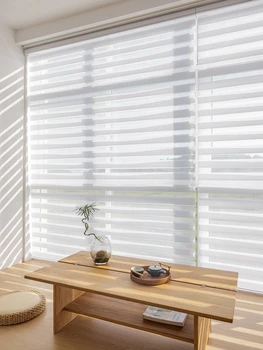 Custom Cut to Size, Basic White,Zebra Roller Blinds, Dual Layer Shades, Sheer or Privacy Light Control, Day and Night Shades