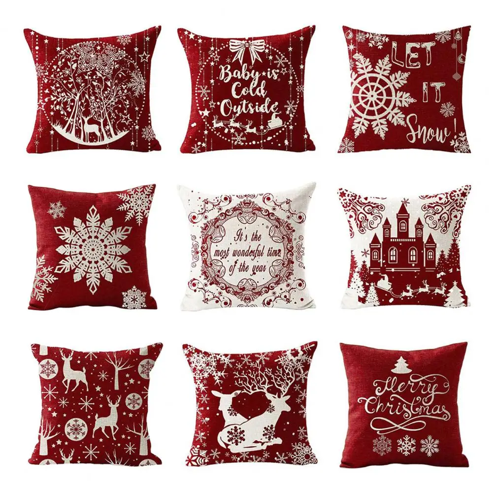 

Christmas Pillowcase Xmas Theme Hidden Zipper Dust Proof Bedroom Bed Throw Pillow Cover Home Decor Daily Use