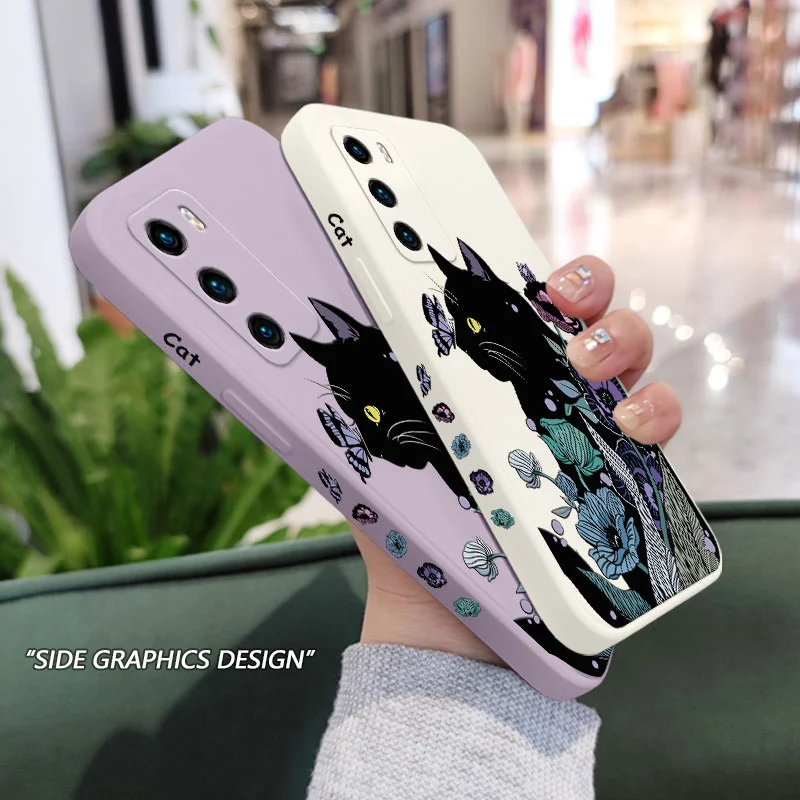 

Cat Playing Phone Case For Huawei P40 P50 P30 P20 Pro Lite Nova 5t Y7A Mate 50 50E 40 30 20 Pro Lite Cover