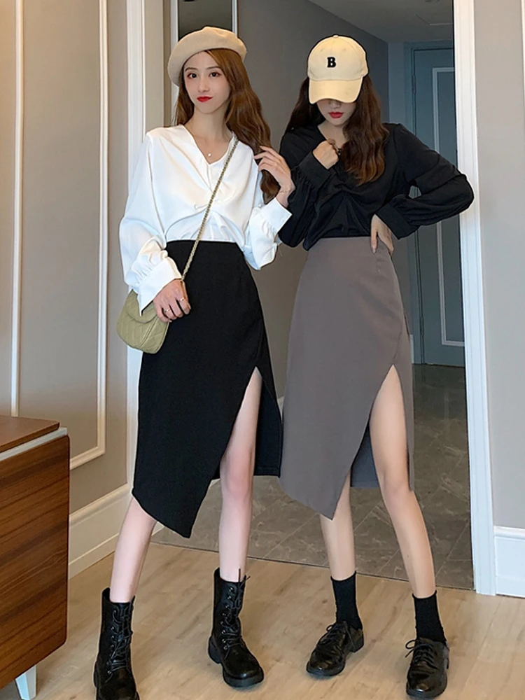 Откровенная открытая юбка новая ассиметричная черная с разрезом Женская