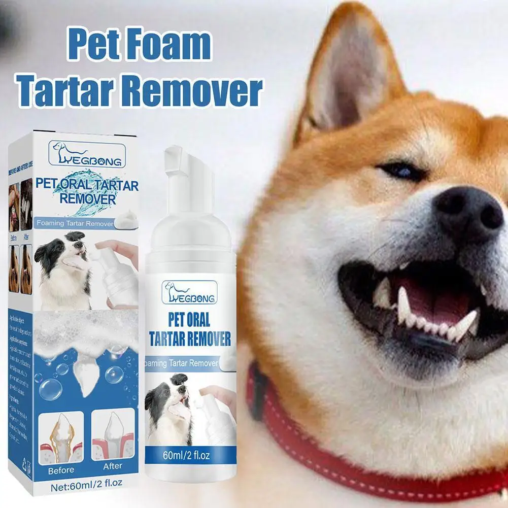 

60ml Pet Tartar Remover Eliminate Bad Breath Dog Cat Mouth Breath Fights Teeth Bad Naturally Clean Tartar Plaque J6B1