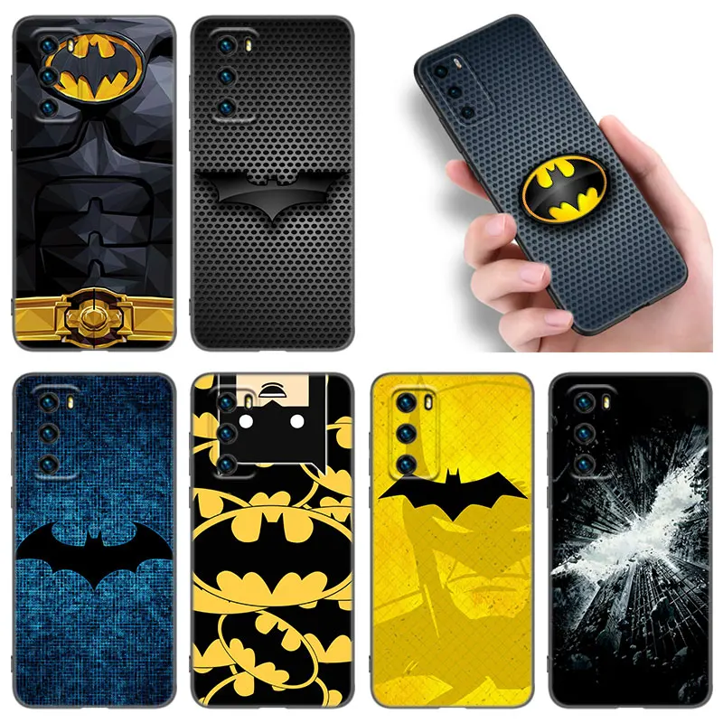 Популярный чехол для телефона с логотипом Bat-man для Huawei P8 P9 P10 P20 P30 P40 Lite E P50 P Smart Pro Z S 2018 2019 2020 2021, мягкий черный чехол из ТПУ