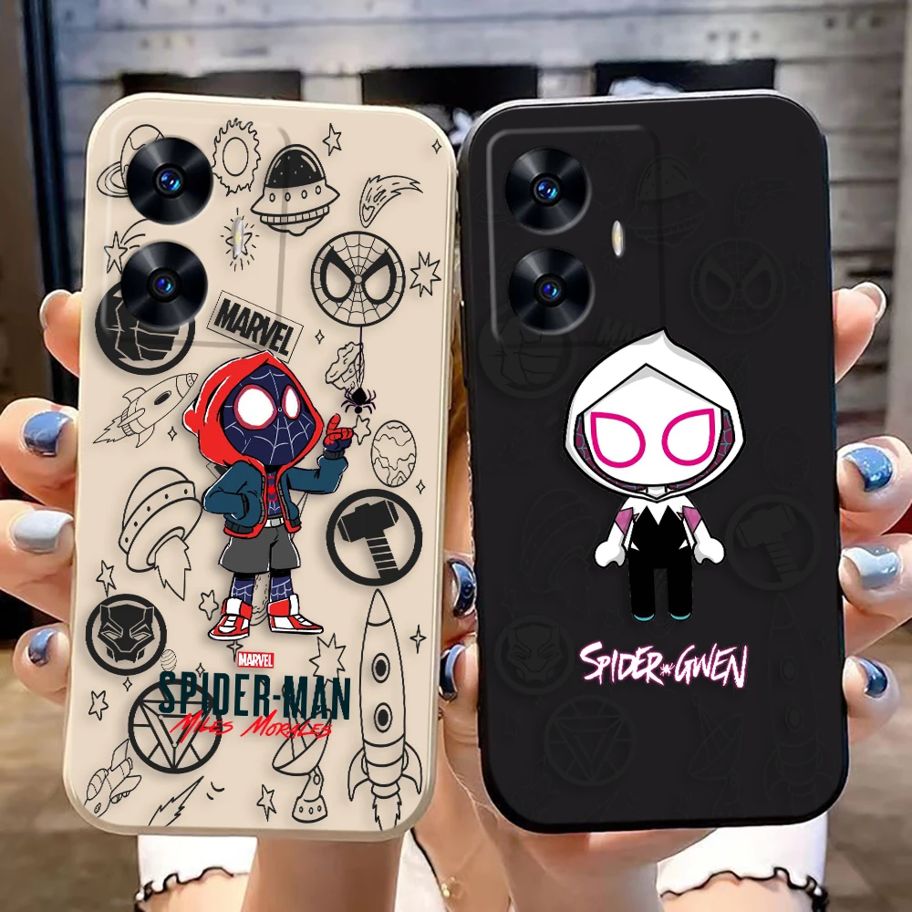 Чехол для телефона с рисунком Marvel Spider-Man Groot Realme C65 C63 C53 C35 C55 C33 C30 C21Y C20 C12 C11 GT 2 XT NARAO 20