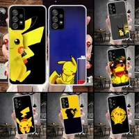 pokemon pikachu black phone case for samsung galaxy a53 a52 a13 a12 a73 a72 a23 a22 a33 a32 a03s a02s a42 5g a10s a20s cover cas