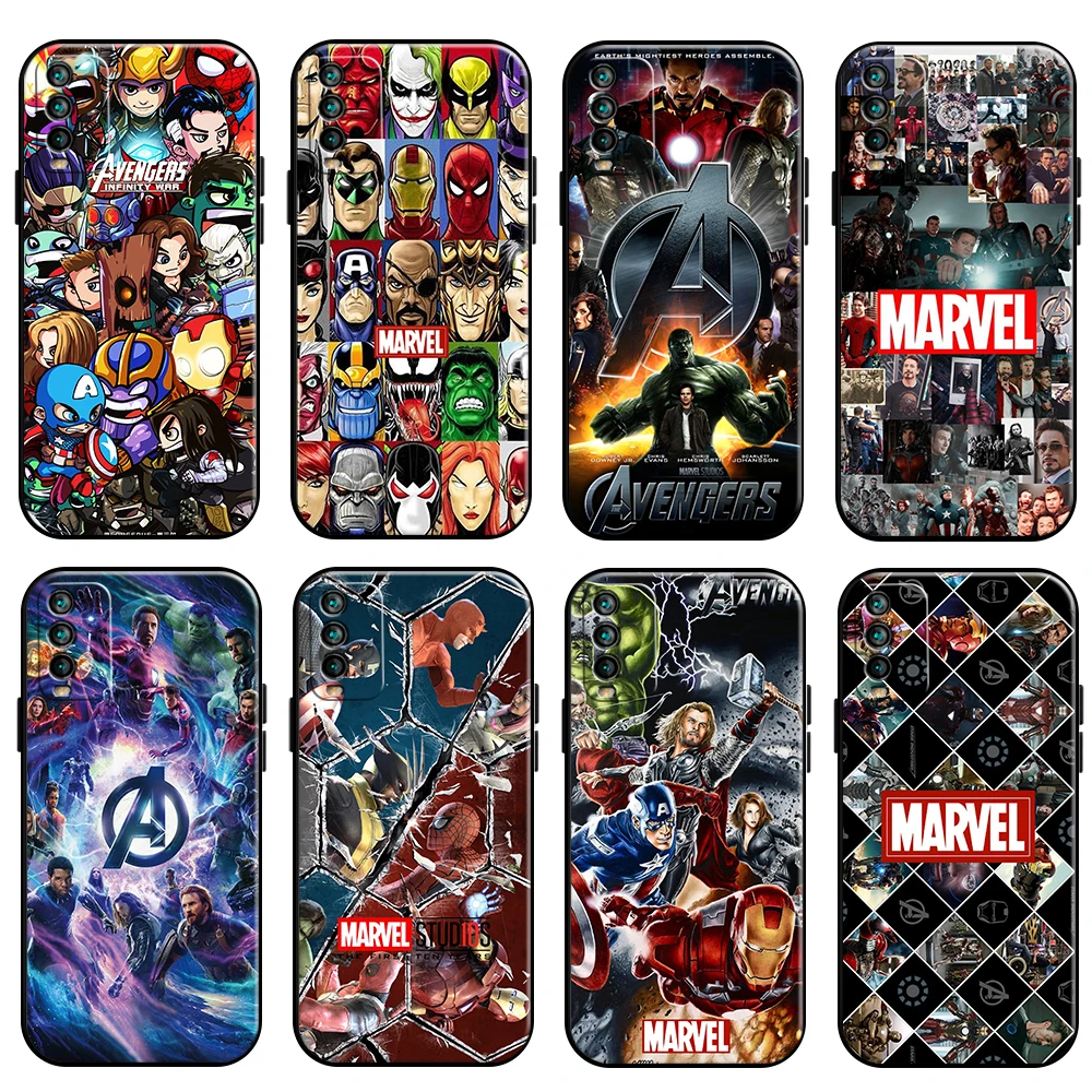 

Marvel Avengers Phone Case For Xiaomi Redmi Note 10 5G 10S 10T 9 9S 9T 8 8T Pro Redmi 10 9 9AT 9T 9C 8 8A Funda Liquid Silicon