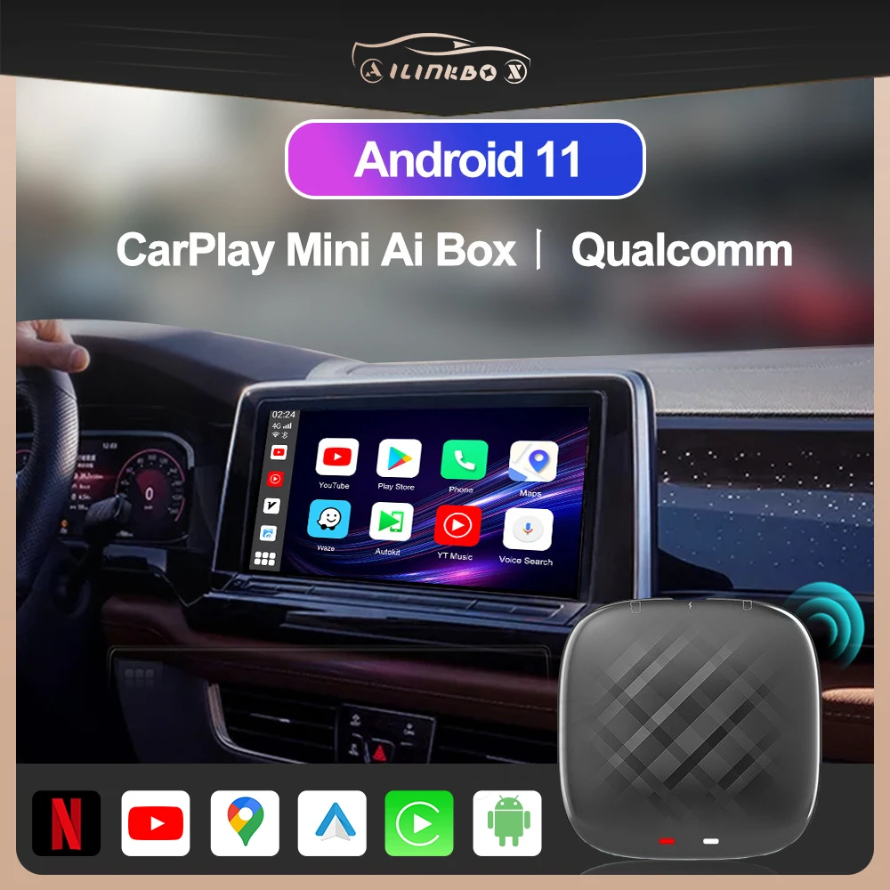 AiLinkBox CarPlay Ai Box Andoroid 11 Беспроводной Android Авто Netflix YouTube IP TV Smart Tv приставка GPS для Kia VW |