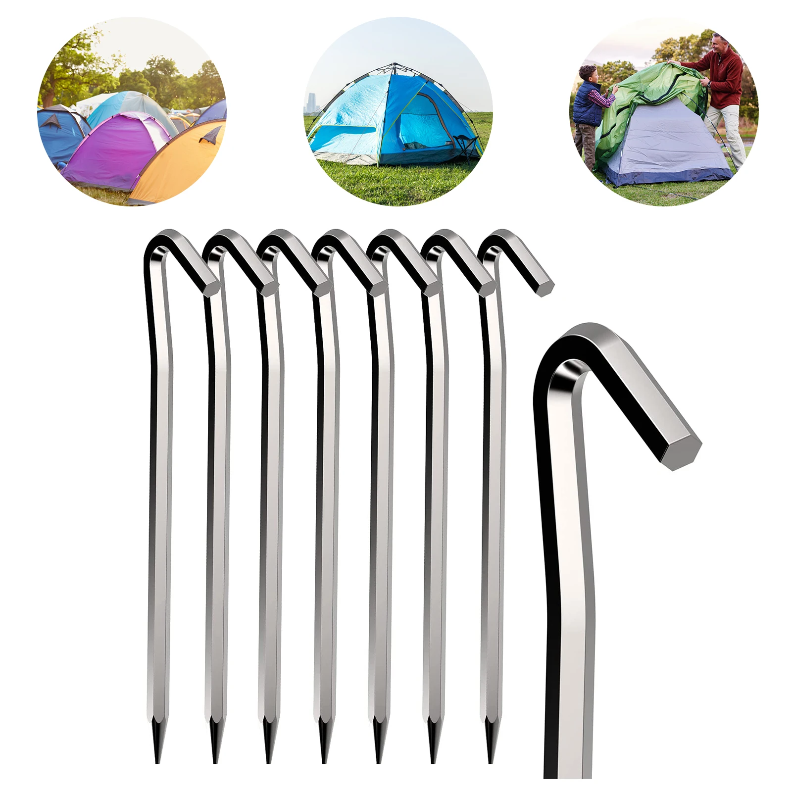 

10 Pcs 18cm Outdoor Nails Camping Tent Accessories PortableTent Pegs Aluminum Round Tent Stake Alloy Silver Tent Pegs Anti-rust