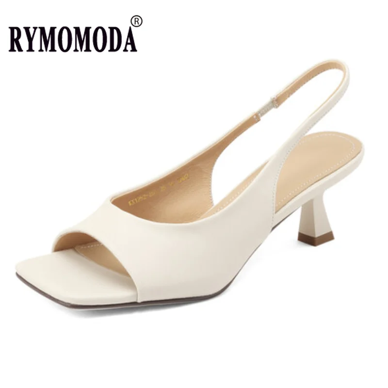 

Women Sandals 2023 Summer New Split Cow Leather Upper Pigskin Lining Sheepskin Insole Thin Med Heels Quality Handmade Shoes