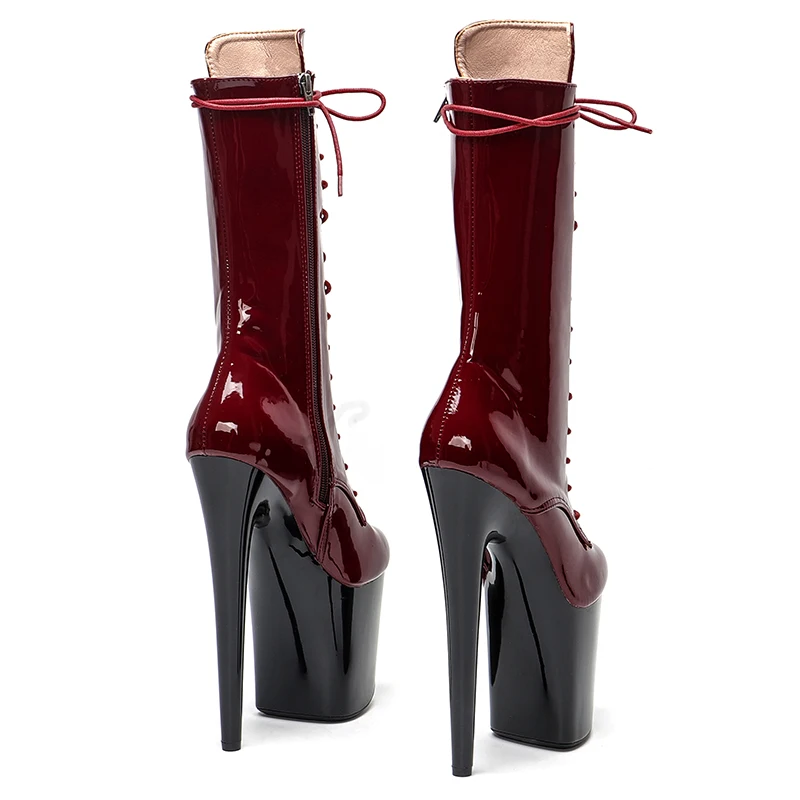 Leecabe  20CM/8Inch Patent upper Women's Platform disco party High Heels Shoes Pole Dance boot