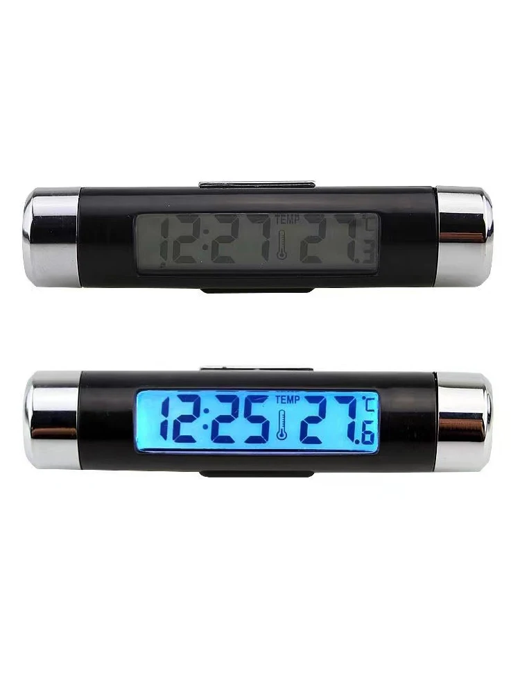 

Портативный автомобильный термометр, часы-календарь 2 в 1, цифровые автомобильные многофункциональные серебристые электрические часы, монитор расписания