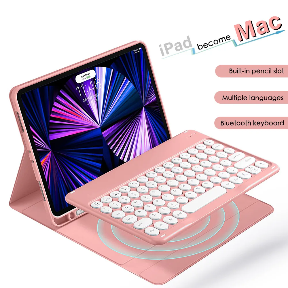 

Spanish Russian Keyboard Case for iPad Pro 11 2022 Magnetic Cover with Pencil Case for iPad Pro 11 2021 2018 Wireless Keyboard
