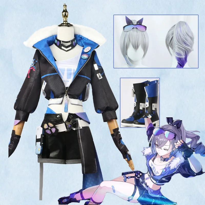 Очаровательная коллекция одежды Серебряный волк: парик обувь куртка повязка на