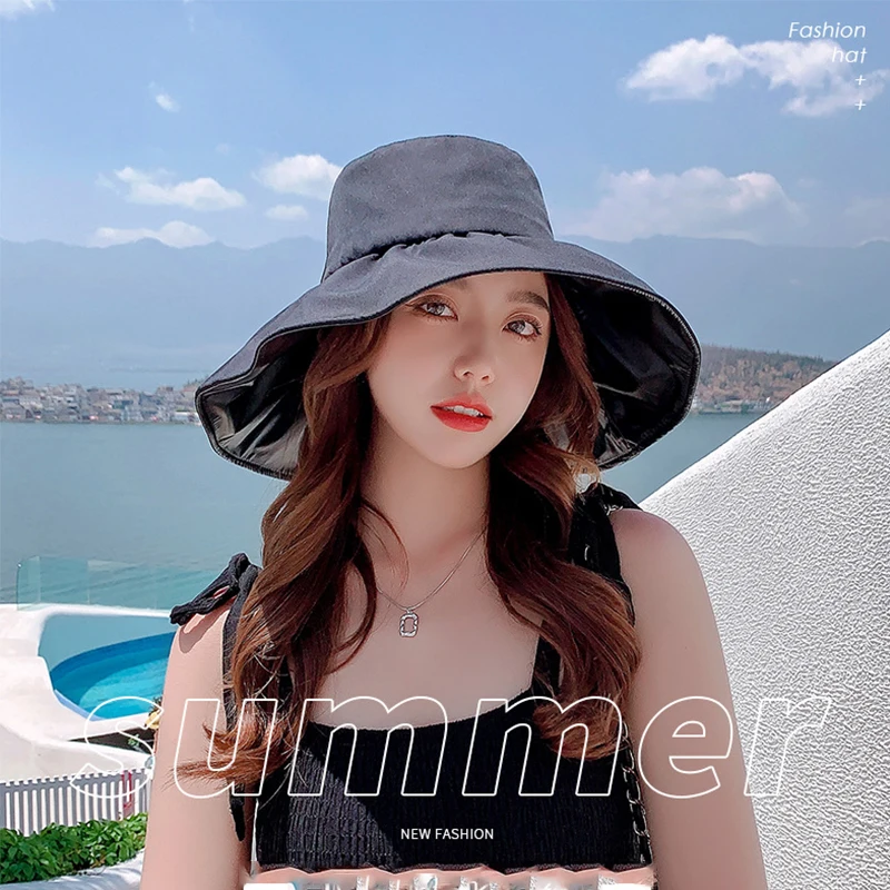 

Summer Hats For Women Empty Top Sun Uv Protection Foldable Sunshade Wide Brim Beach Hat Wearable Outdoor Sun Visor hat
