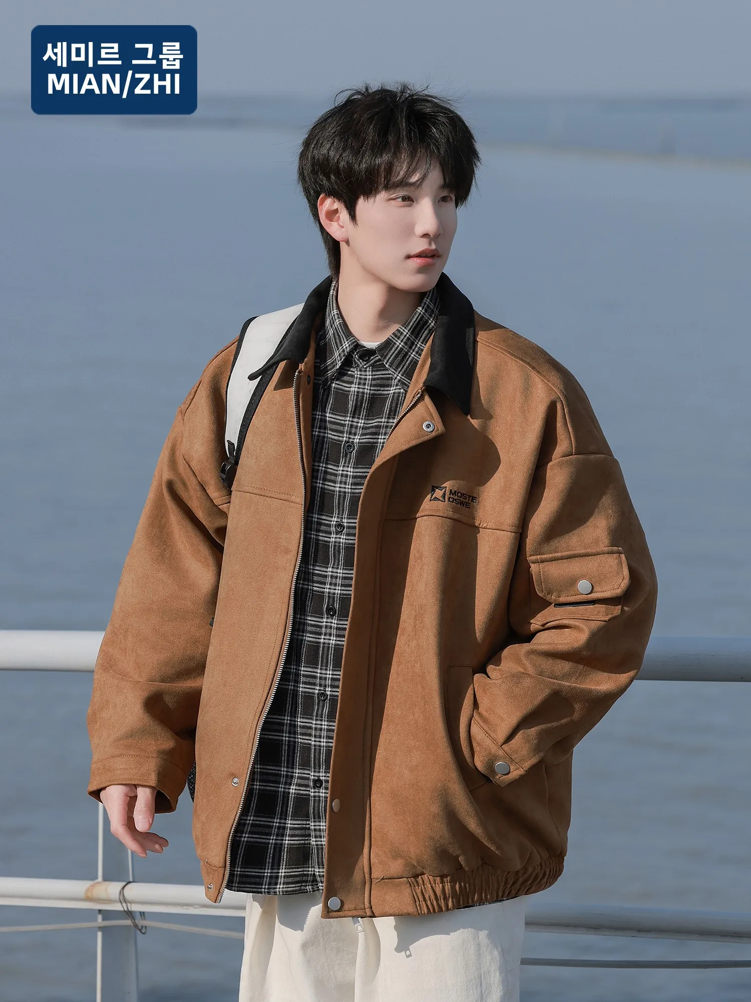 Хлопковая замшевая верхняя одежда Senma мужская весенне-осенняя новая