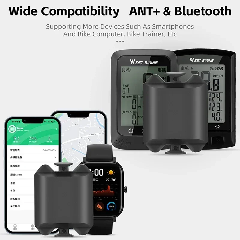 WEST BIKING Велоспорт Датчик скорости вращения педалей ANT + Bluetooth Двухрежимный