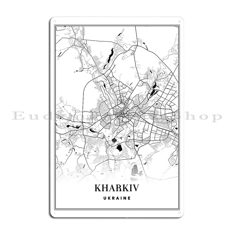 Карта Kharkiv черное золото металлическая вывеска клубные ретро-клубные пластины