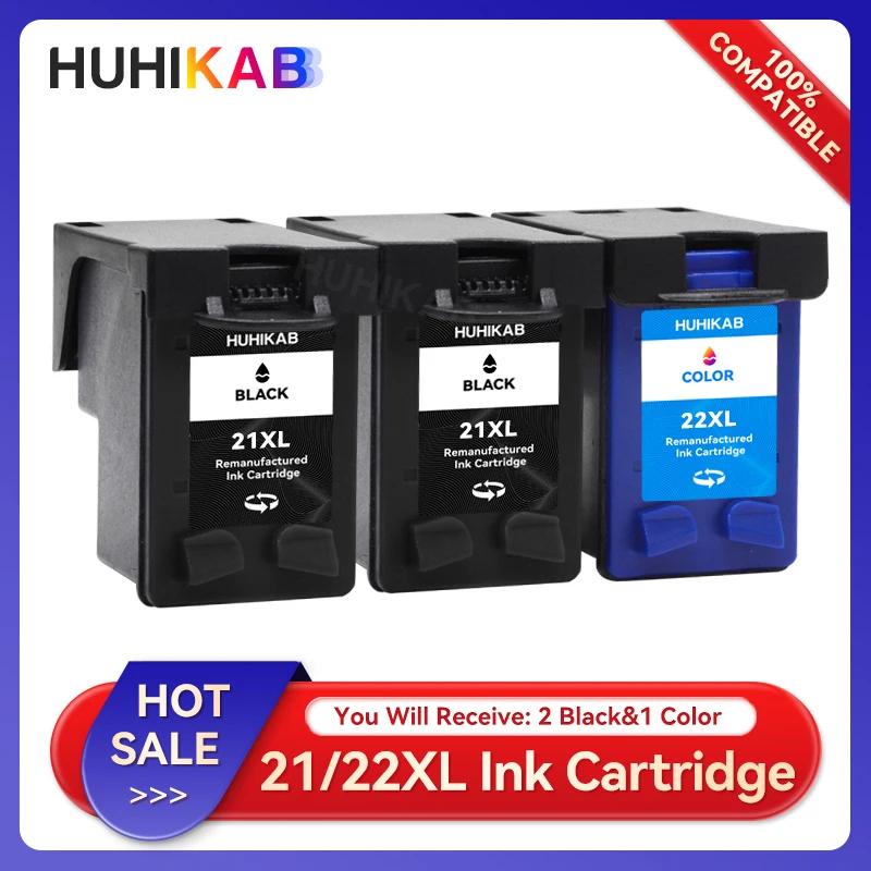 

HUHIKAB Remanufactured For HP 21 22 For HP 21 XL 22 XL Ink Cartridges For HP Deskjet F2180 F2200 F2280 F4180 F300 F380 380 D2300
