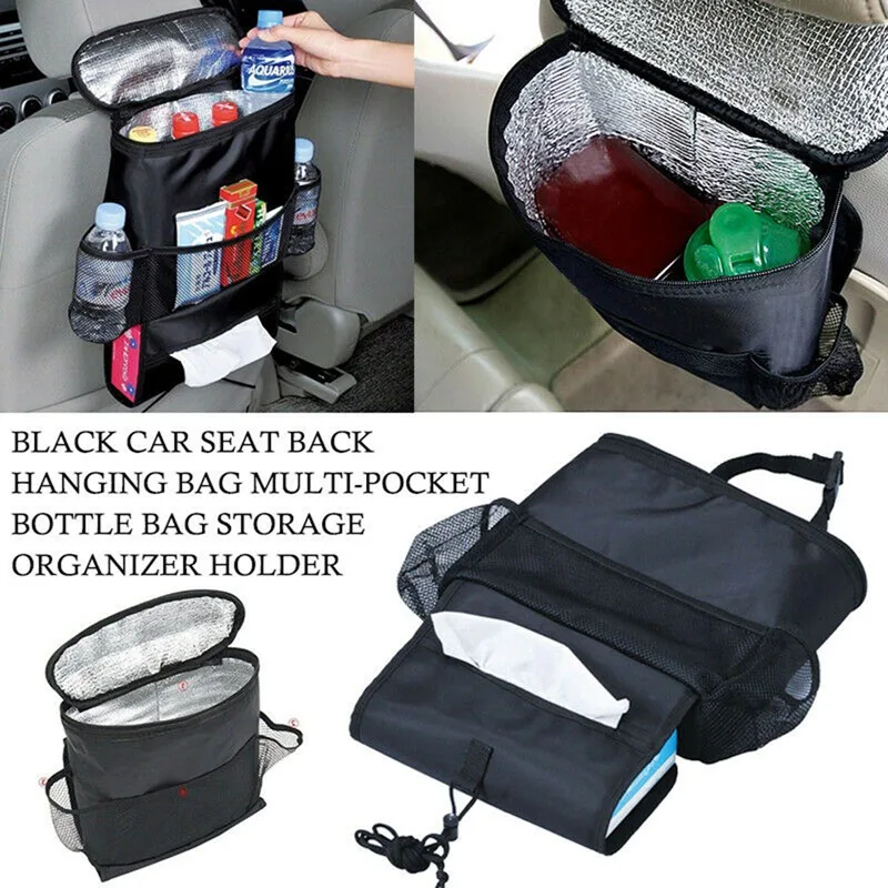 

Multifunction Car Seat Back Multi-Pocket Organizer Storage Bag Car Hanging Bag Auto Car Storage Tissue Box Black Stowing Tidying