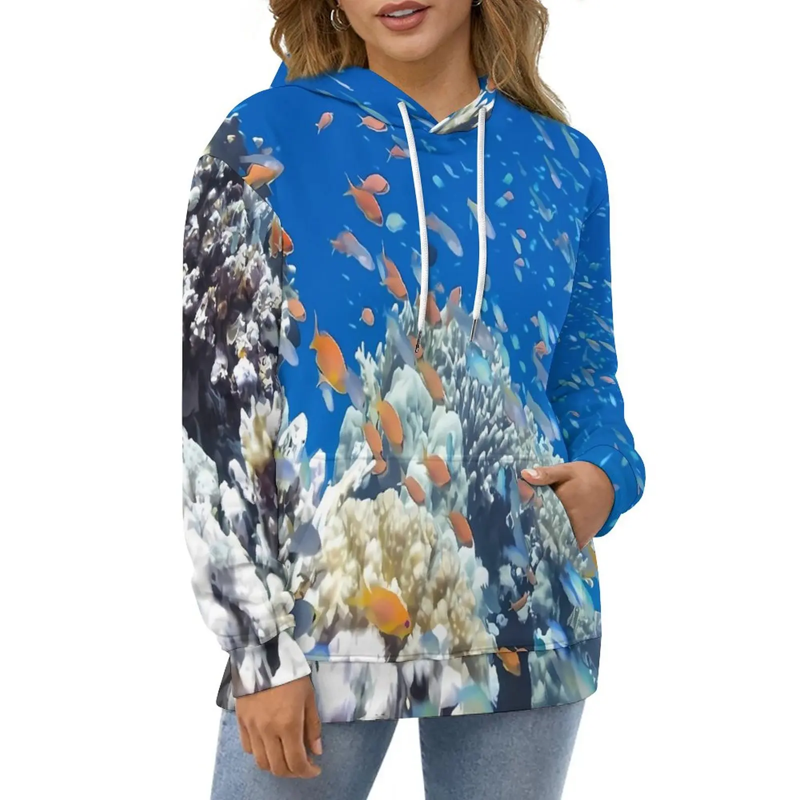 

Tropical Marine Hoodies Shoal of Fish Street Wear Oversize Pullover Hoodie Ladies Long Sleeve Graphic Casual Hooded Sweatshirts