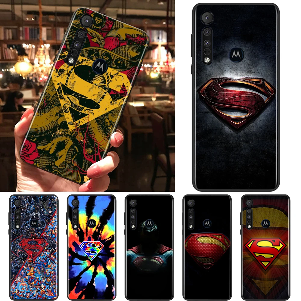 

DC Superman Logo Black Phone Case For Motorola Moto G9 G8 E20 E7 E6 One Marco Hyper Fusion Power Edge Plus Cover