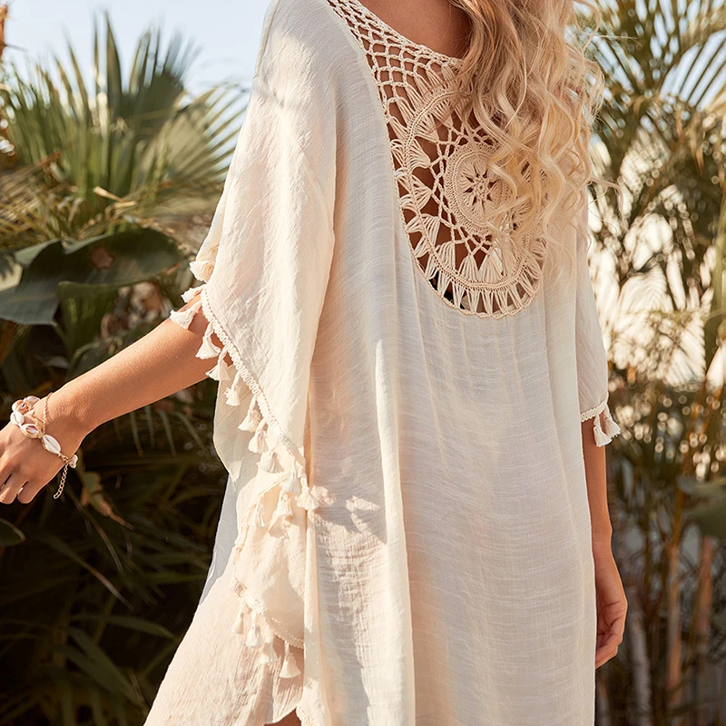 Boho Chic One Size Sunflower Swimsuit Cover-up Sexi Bikini Coverup Summer Beach & Pool Wear for Women Girl Bohemian Dress DR0023