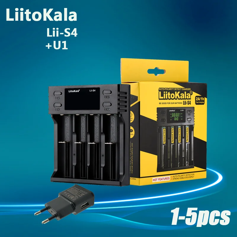 

Умное зарядное устройство LiitoKala, со светодиодной подсветкой, 4 слота, 1-5 шт.