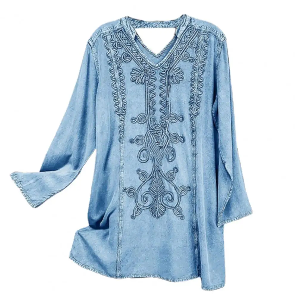 

Anti-Pilling Soft Texture Retro Pattern Printed Loose Casual Shirt Female Clothing