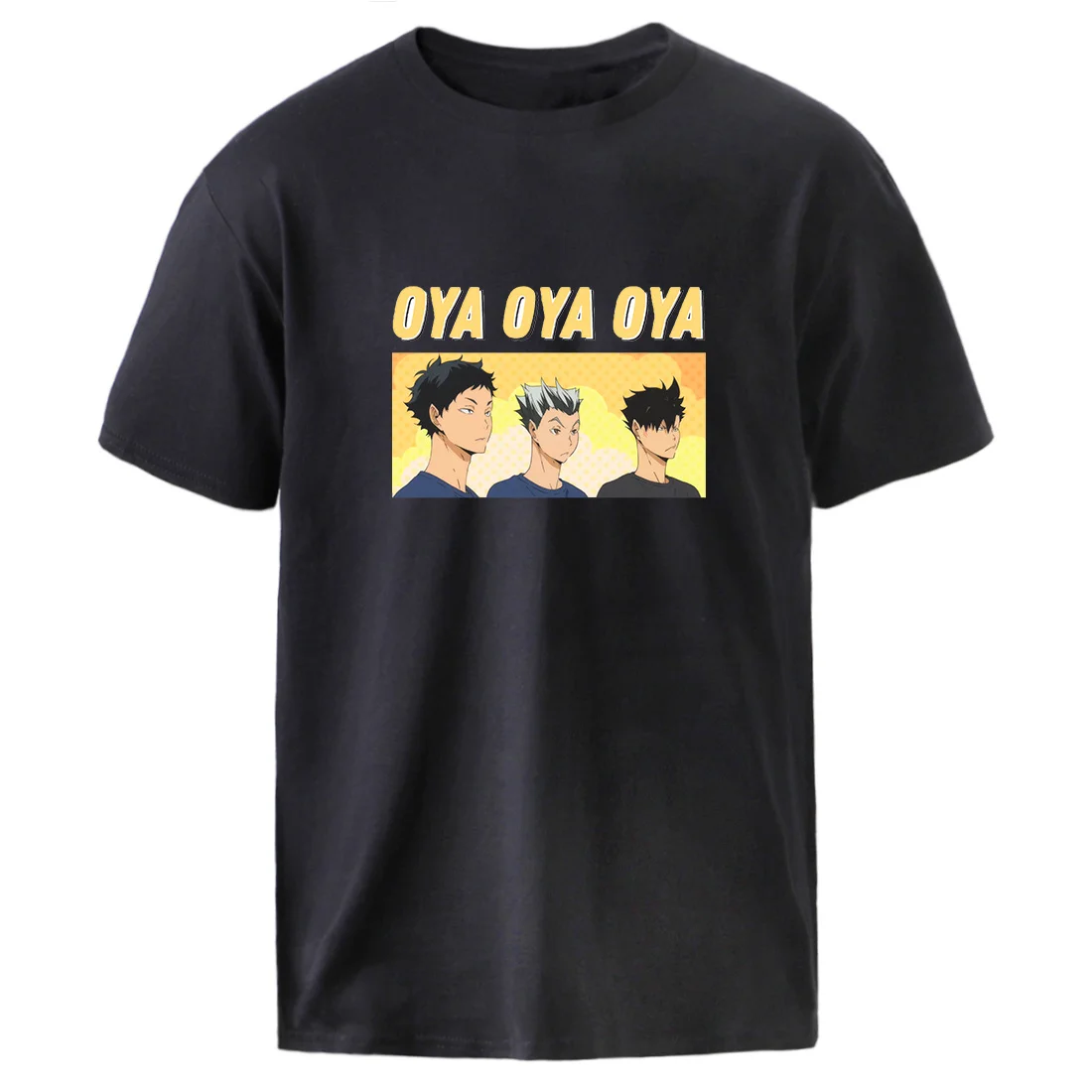 

Haikyuu OYA Print T shirts Man Summer Graphic Tops Short Sleeve Casual Loose Tees Graphic T shirts Homme Black Tee