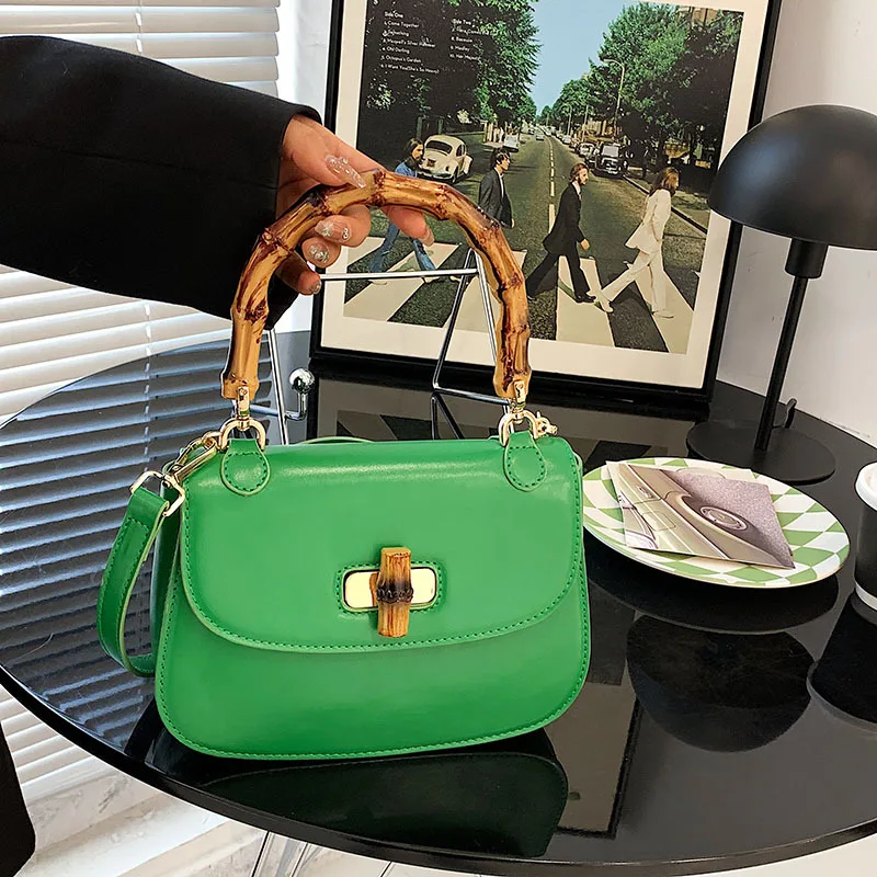 

Top Quality 2022 New Solid Color Saddle Bag Versatile Fashion Bamboo Crossbody Handbag Famous Luxury Designer Petit Sac Femme Cc
