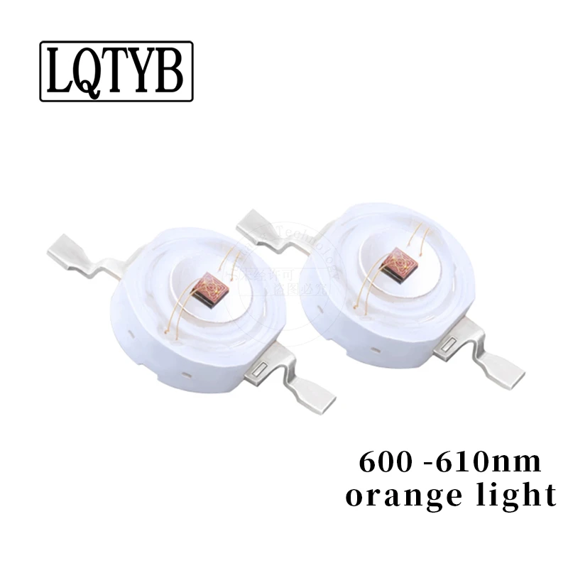 100pcs High-power LED lumens lamp beads 3w orange light (600-610nm) LED diode chip industrial lighting landscape lighting