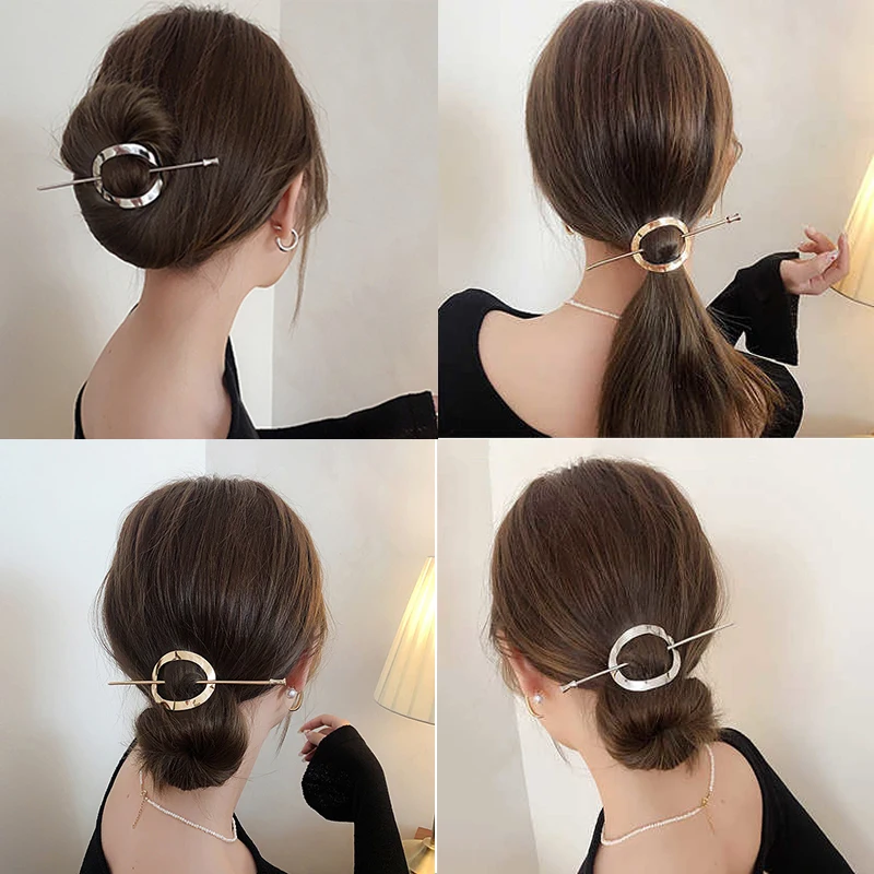 

2022 Simple Geometric Hair Sticks Fashion Metal Hair Clips For Women Girls Hair Accessories Korean Ponytail Hairpins Headdress