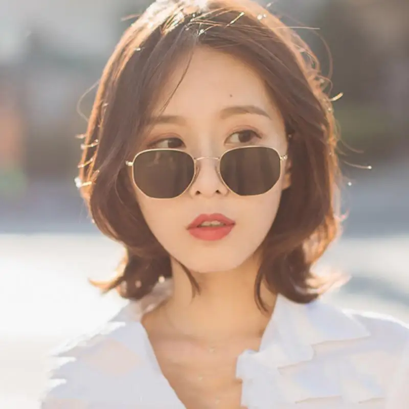 

Square Sunglasses Personality Metal Frame Eyewear Sun Protection Solid Color Square Polygon Sun Glasses Gafas De Sol Eyeglasses