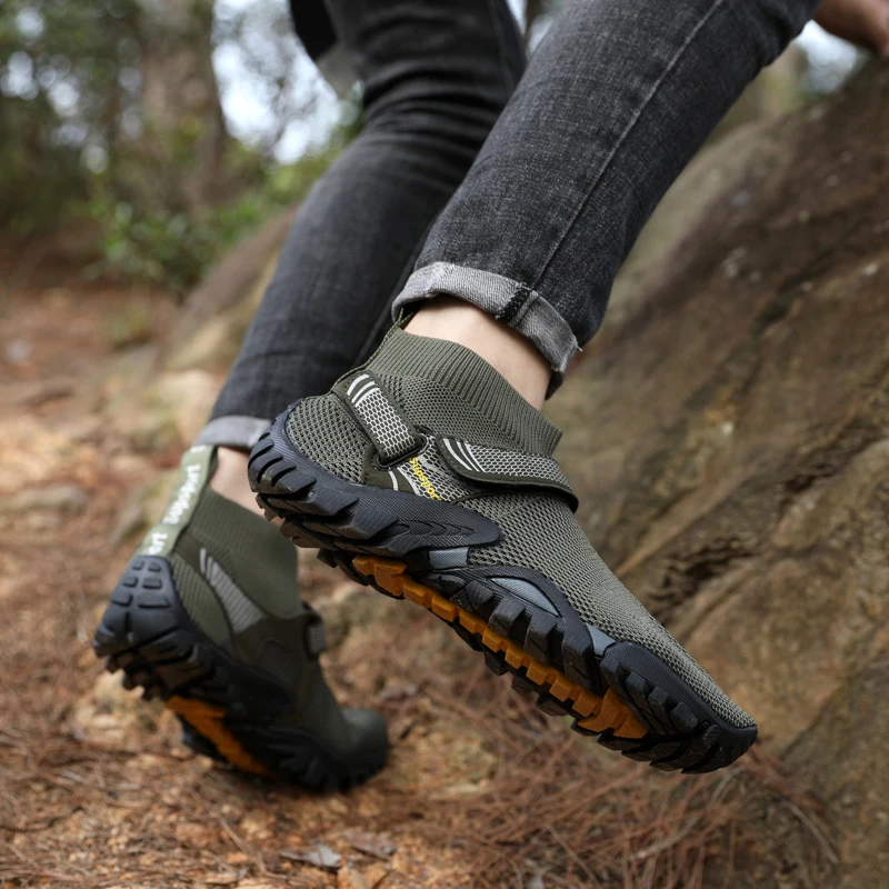 JIEMIAO Men Hiking Shoes Non-Slip Breathable Light Camping Shoes Beach Wading Shoes Training Sneakers Outdoor Trekking Shoes