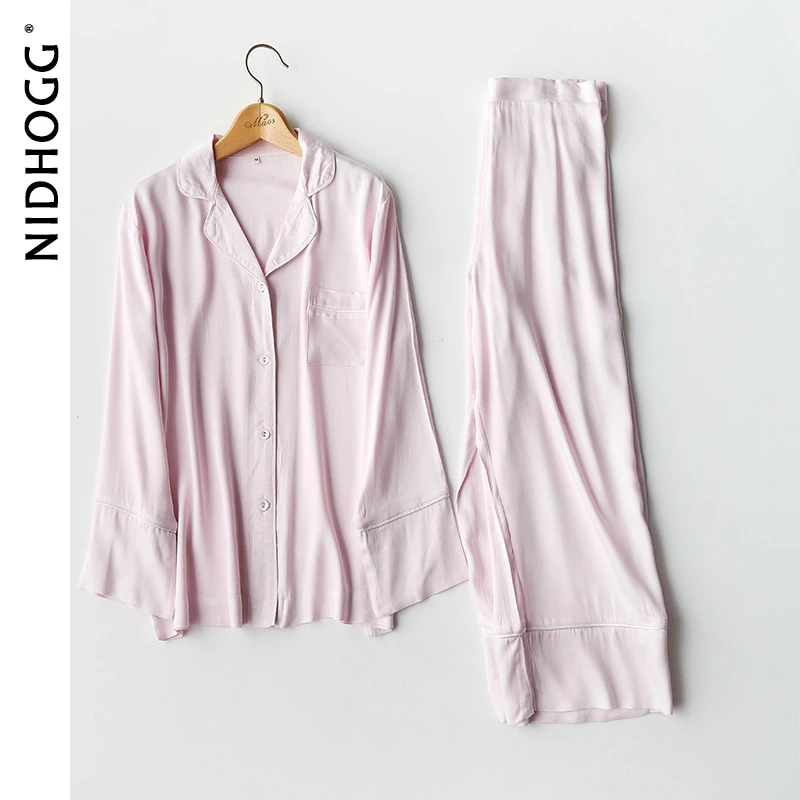 Женская атласная пижама из цветная Пижама вискозы с длинным рукавом 6-однотонная