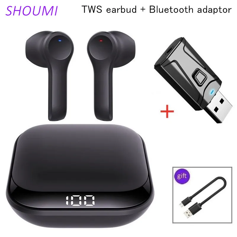 Bluetooth Wireless Earbuds Waterproof Blue Tooth Touch Earphones Wireless Sport Earbud Tws Headsets with Mic USB Adaptor for TV