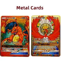 metal cards pokemon charizard ex pikachu card mewtwo pokemon pikachu cards vmax pack game collection card trading letters toys